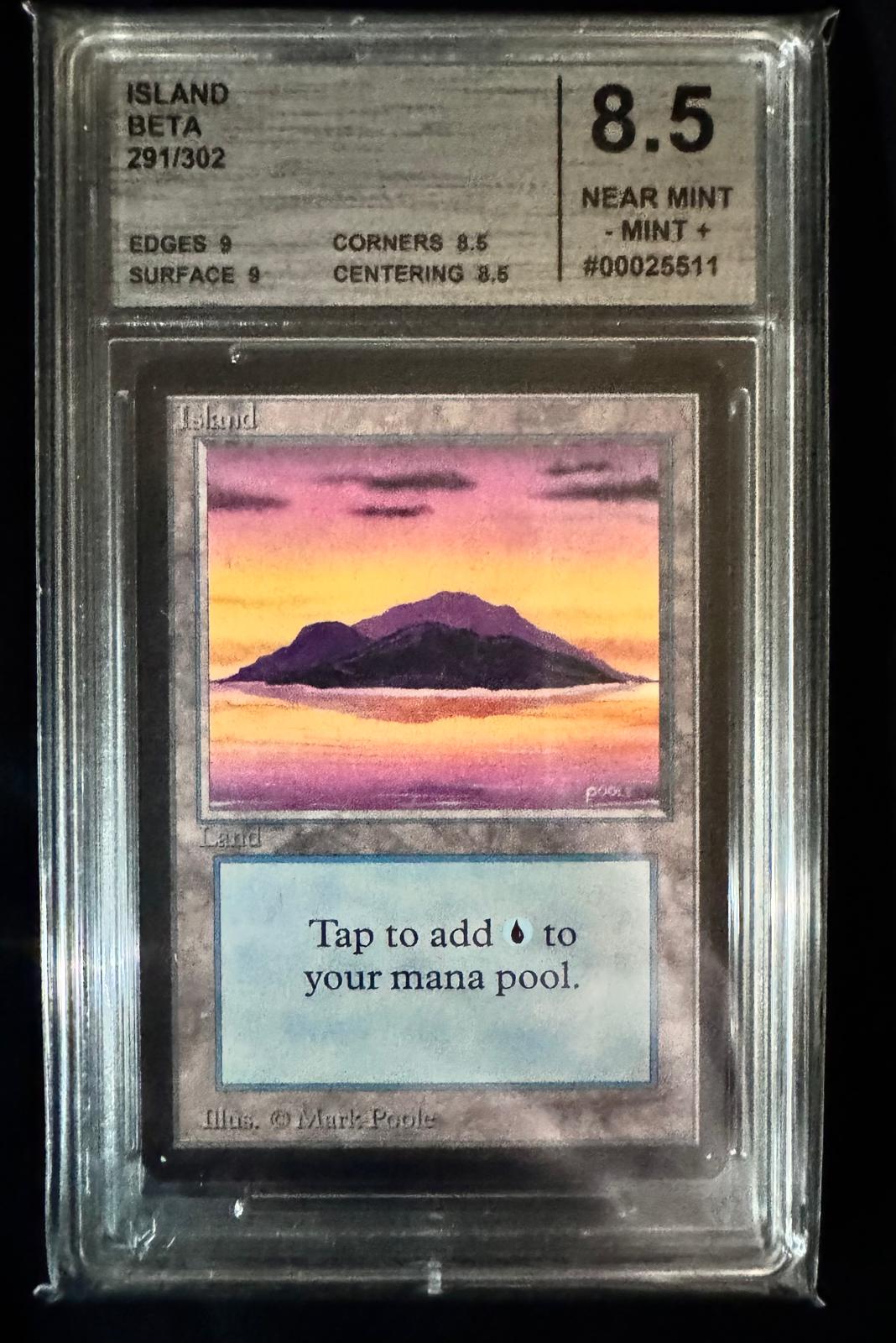 Magic The Gathering - Island - BETA - CMG 8.5 Near Mint/Mint 