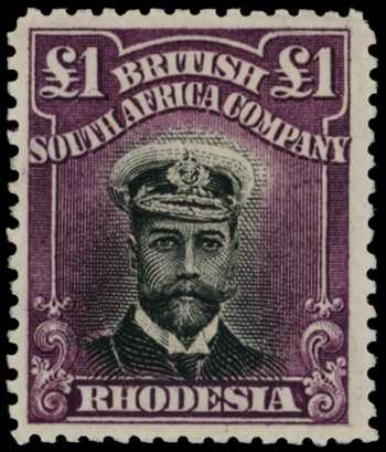 1913-7 £1 Head Die II, perf 14. Large part...