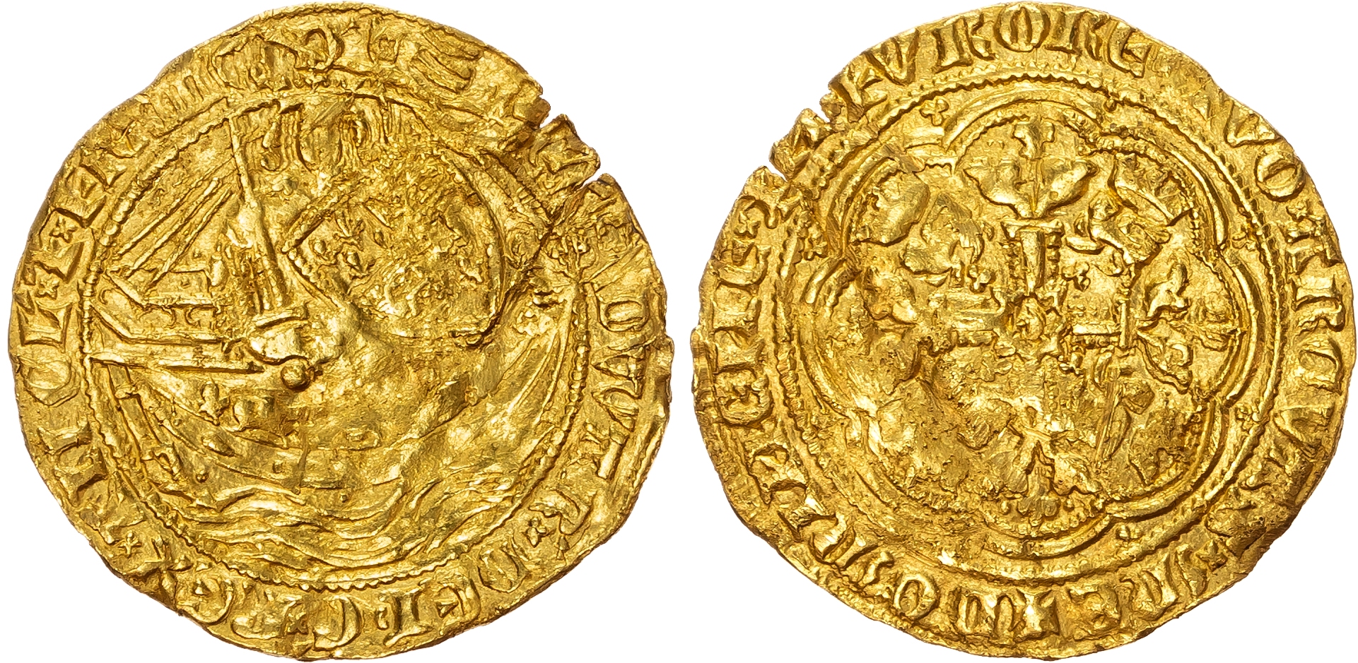 Edward III (1327-1377), Half Noble, fourth coinage, pre-treaty period, series G (1356-1361).
