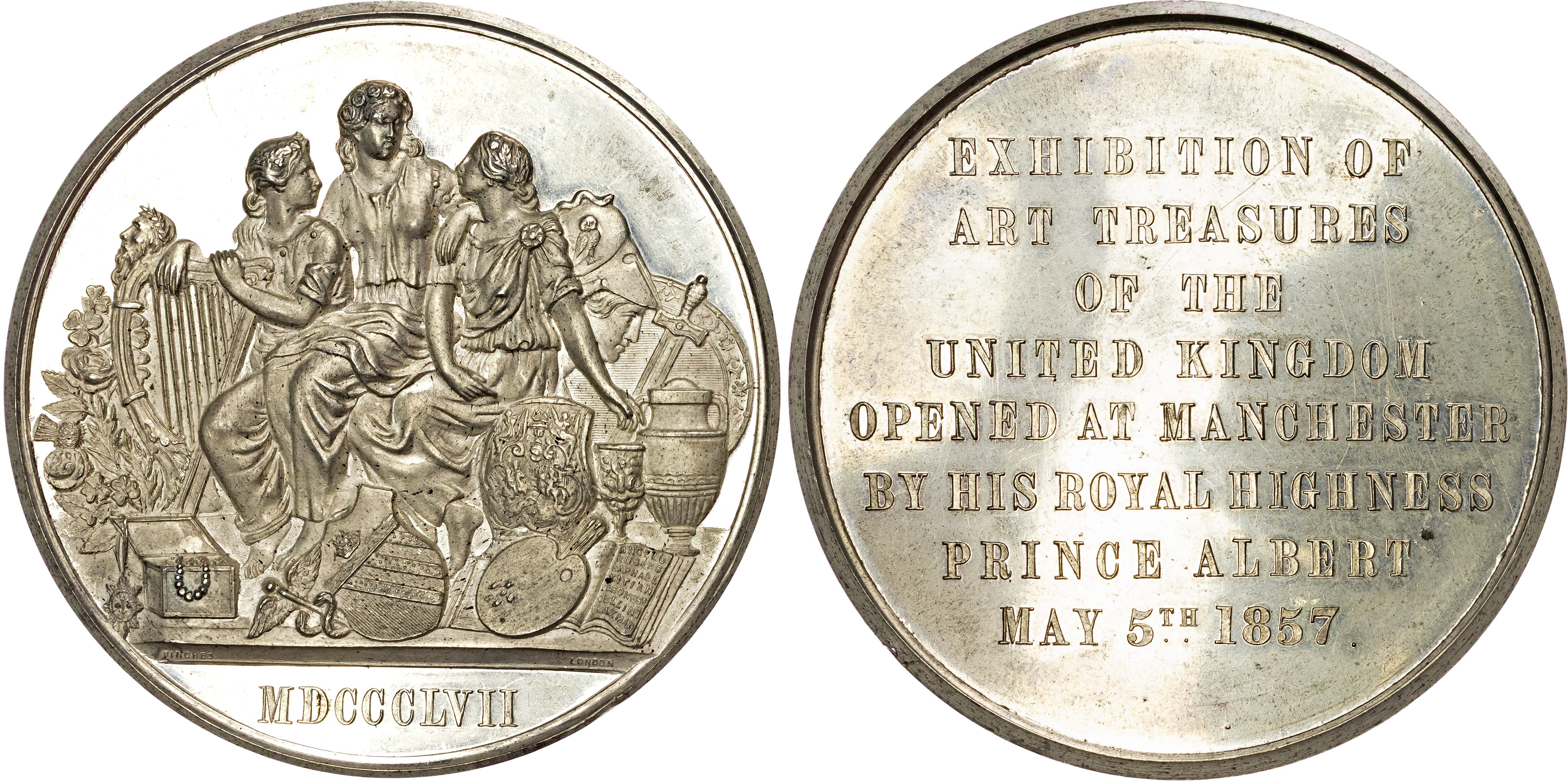 Victoria (1837-1901), Exhibition of Art Treasures, Manchester, 1857, Bronze and white metal medal. [2]