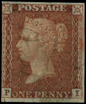 GB: 1856 1d red-brown imperforate, appears to have had a certificate (RPS? 74232) but not present. Unused