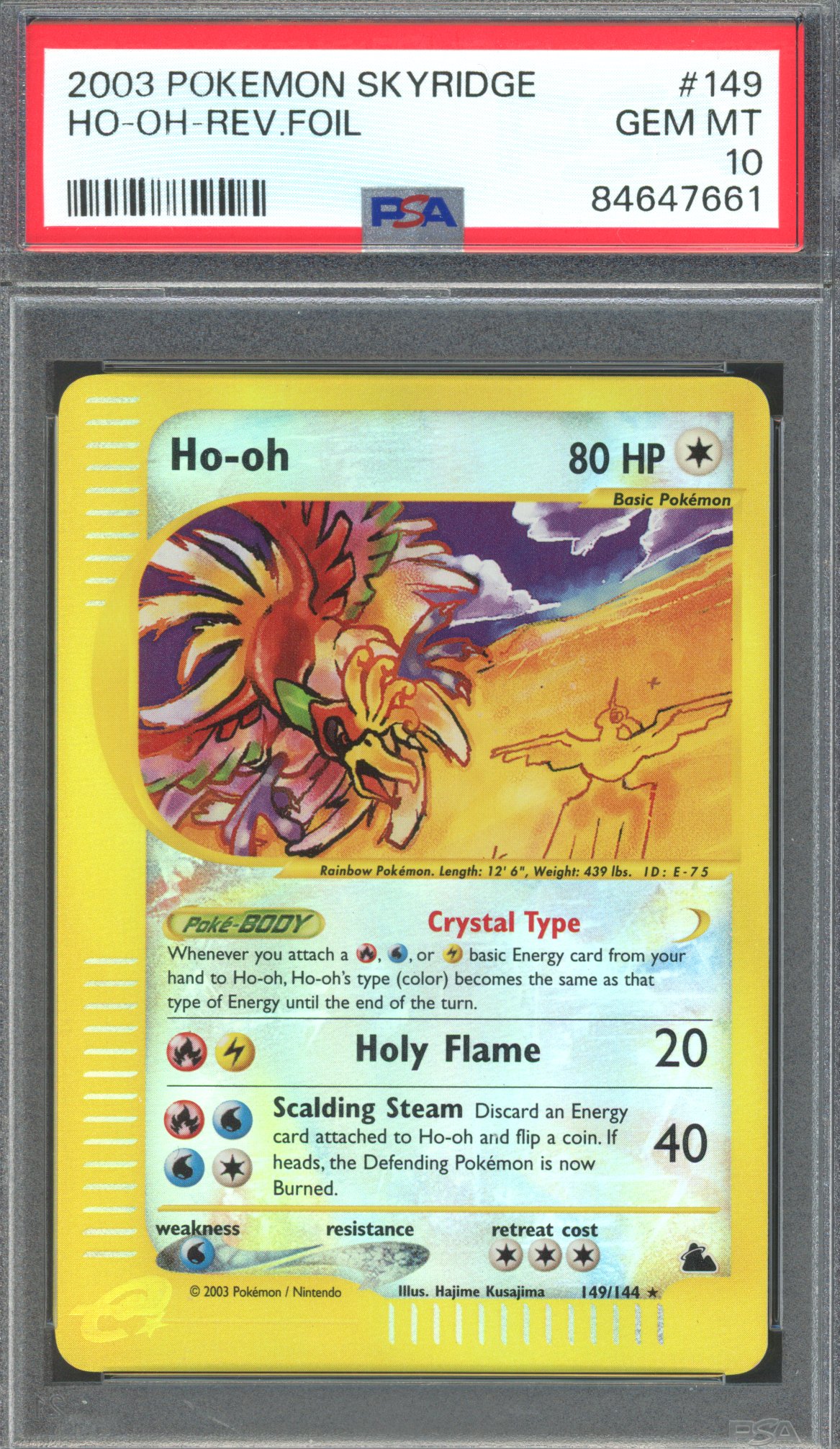 Pokémon TCG - PSA 10 Crystal Ho-oh - Reverse Foil #149 - Skyridge