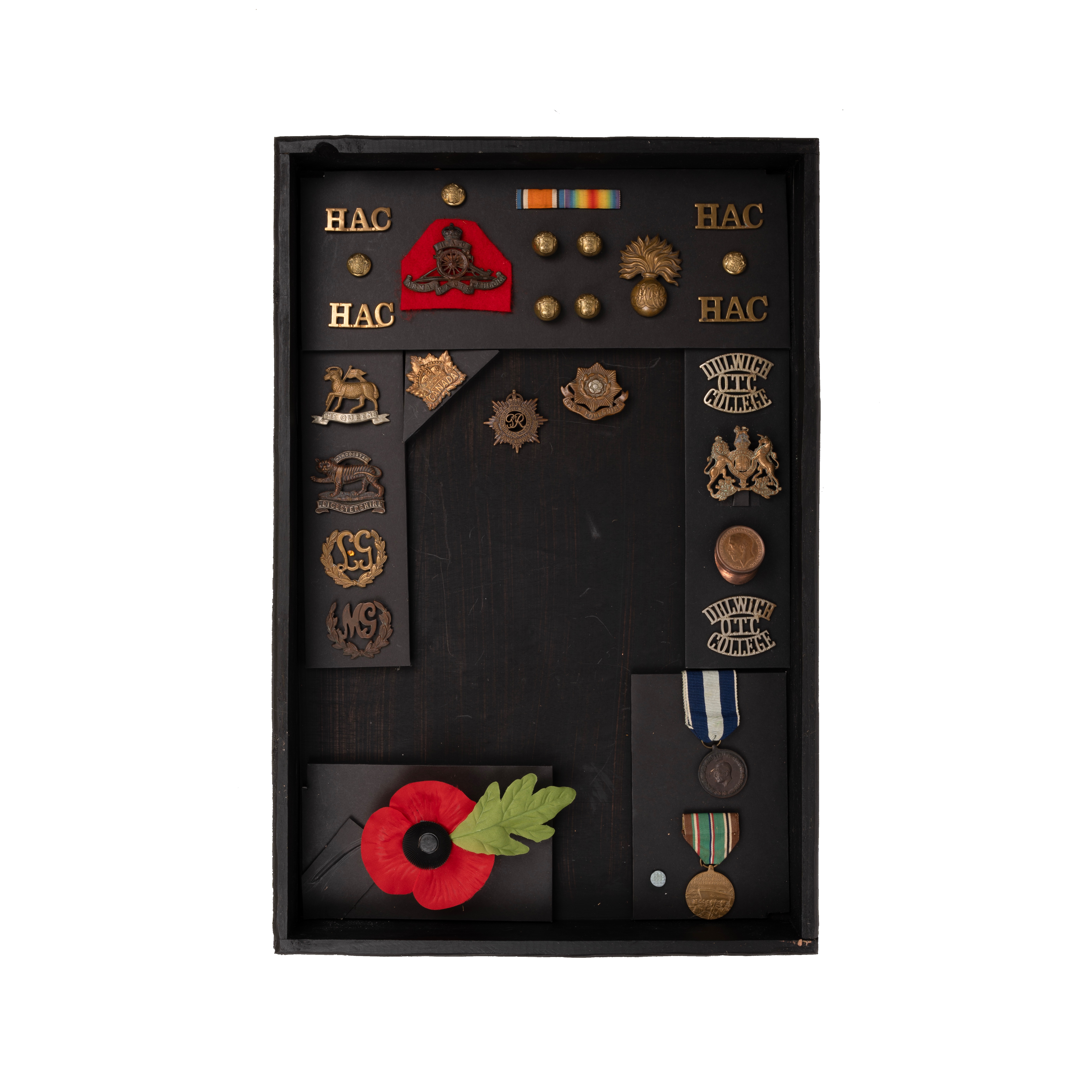 Various items housed in display box