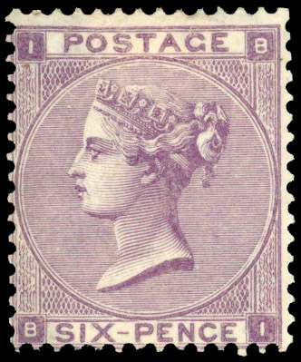 1862-64 Emblems 6d deep lilac, plate 3 (BI), large part og