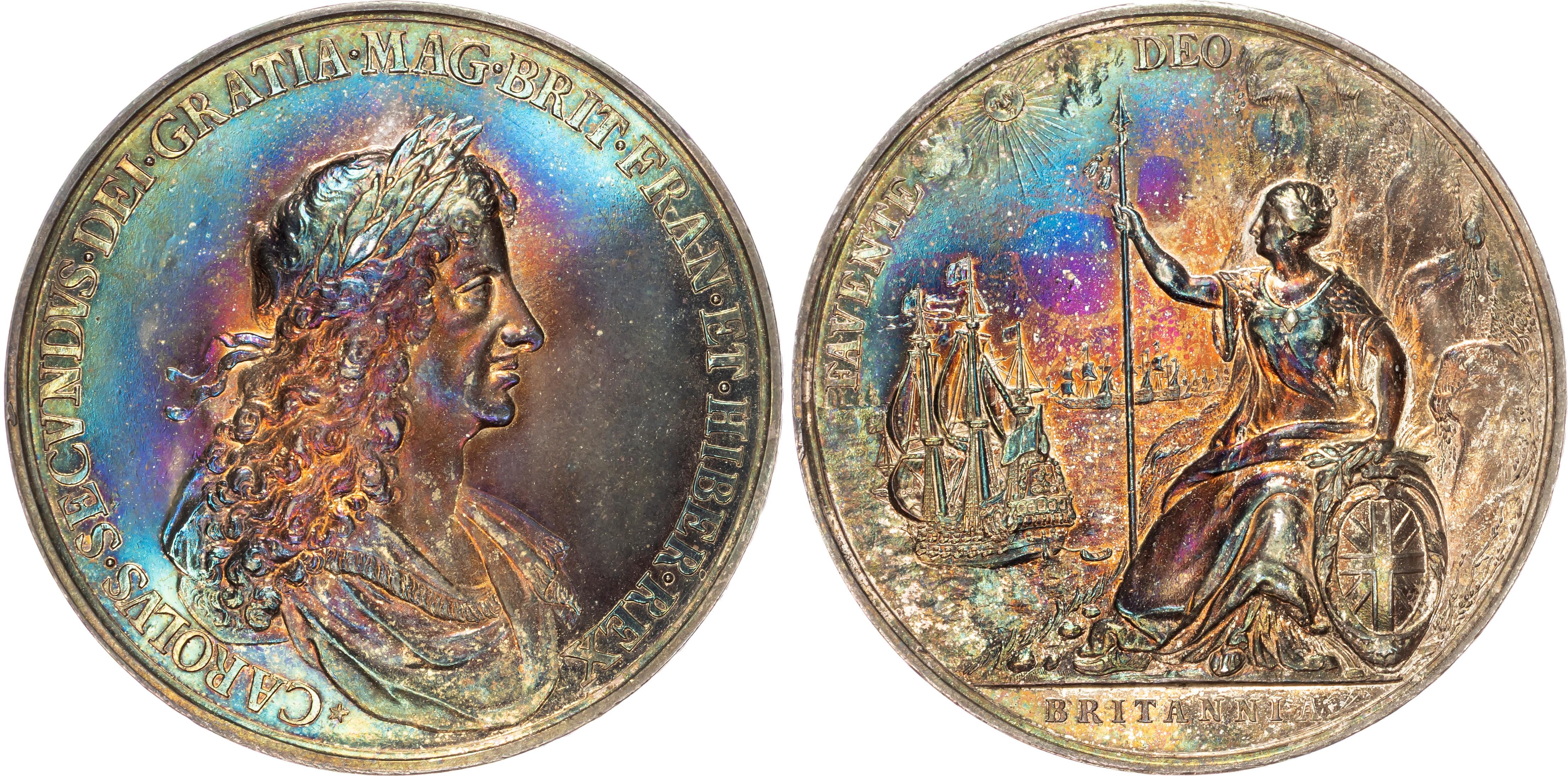 Charles II (1660-1685) The Peace of Breda, 1667, silver medal (57mm/76.85gm) by J. Roettier.