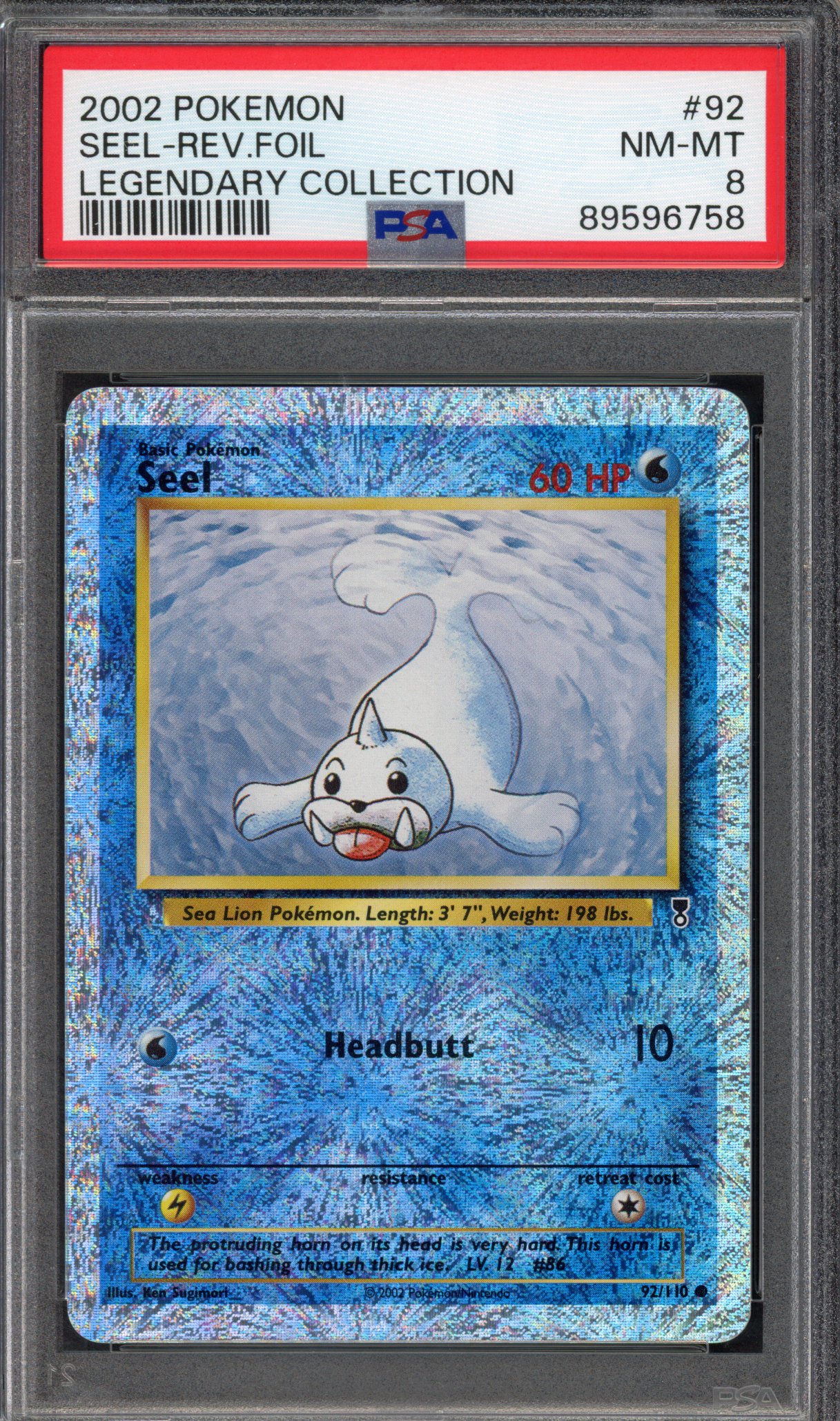 Pokémon TCG PSA 8 Seel 92 Reverse Foil, Legendary Collection 