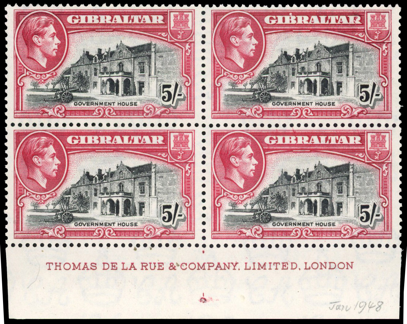 Gibraltar SG 129ba imprint block mint