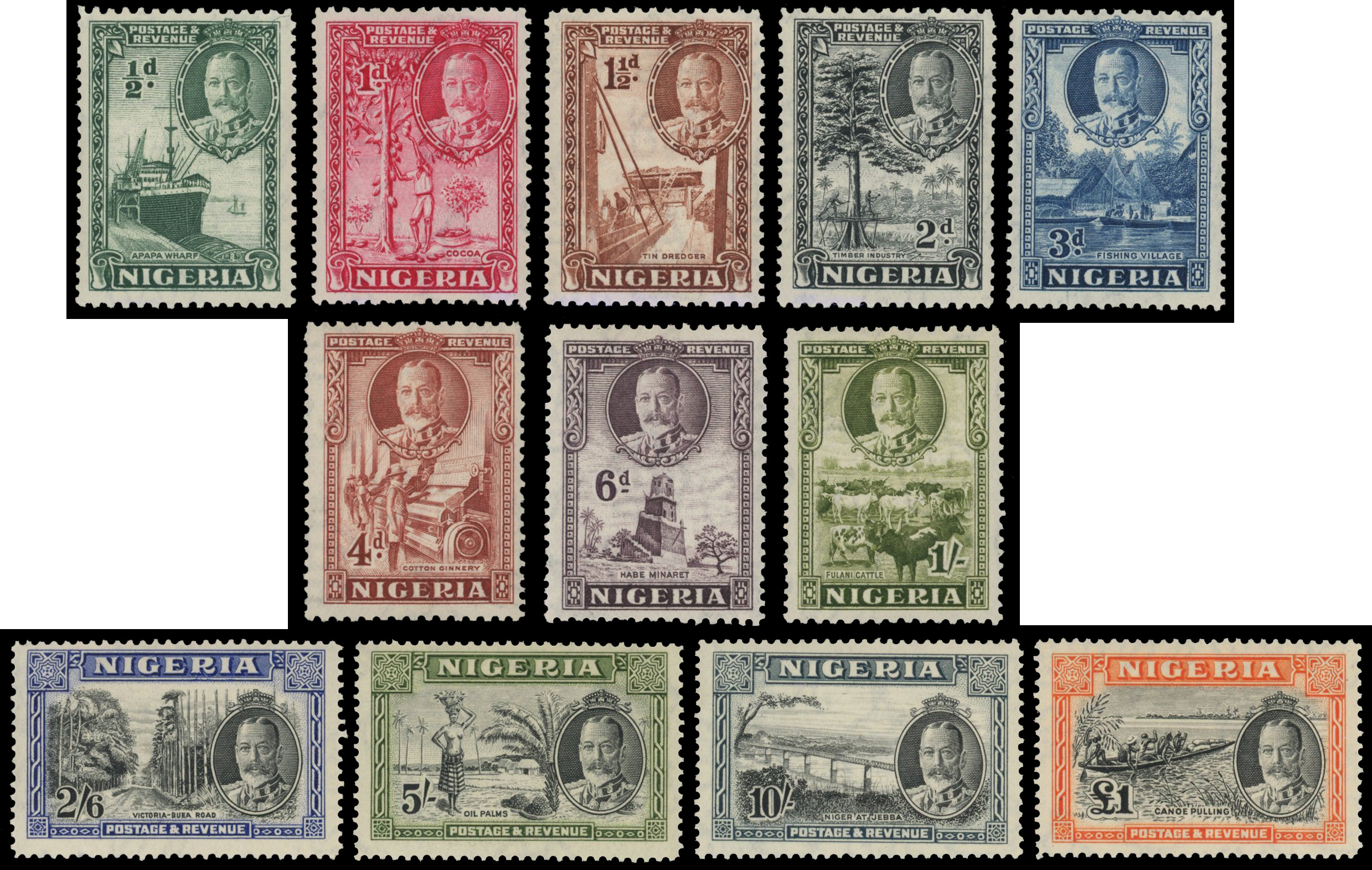 Nigeria SG 34-45 1936 Pictorial set of 12 fresh large part o.g.