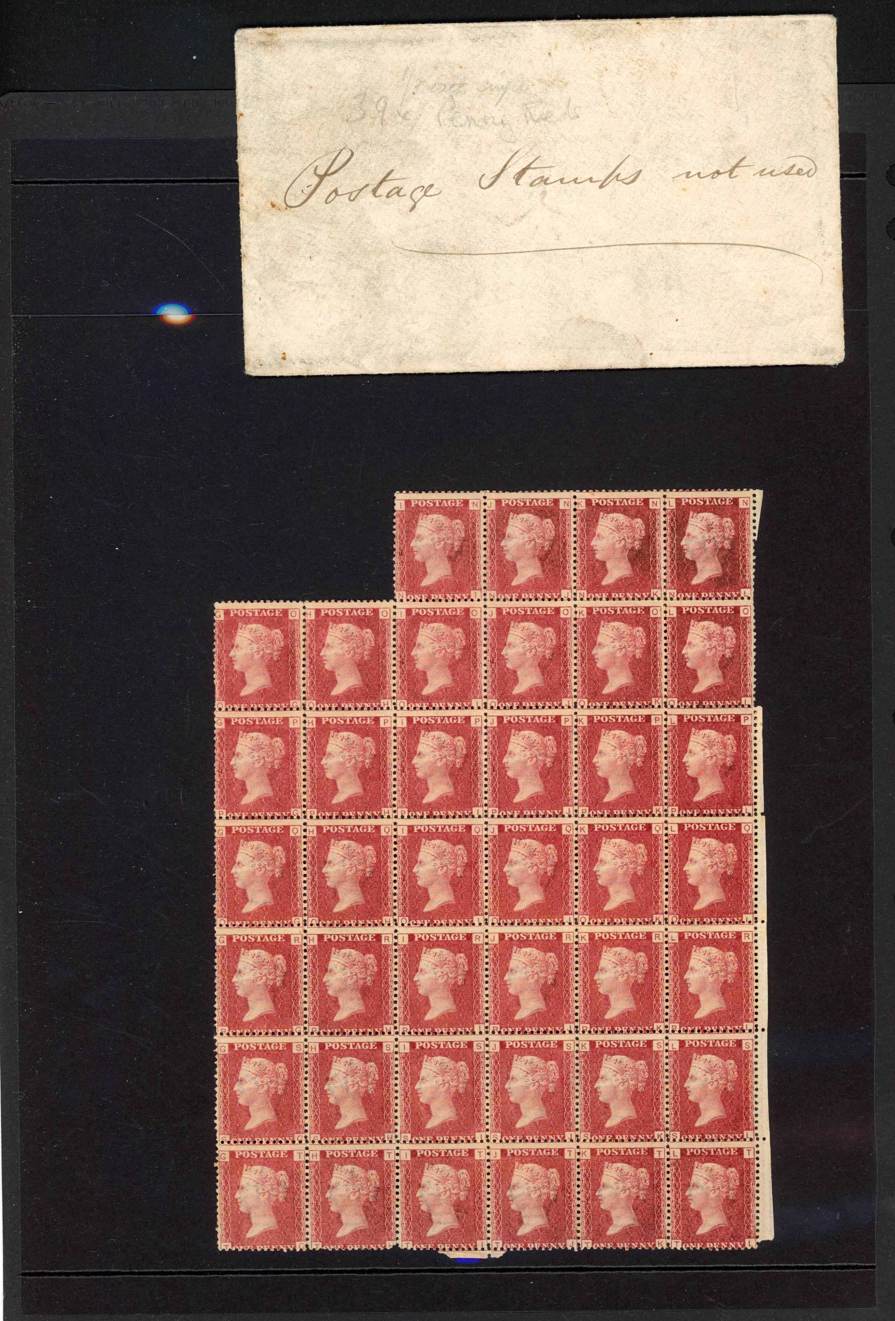 SG 43 1864-79 1d rose-red Plate 121 block of 40 mint 