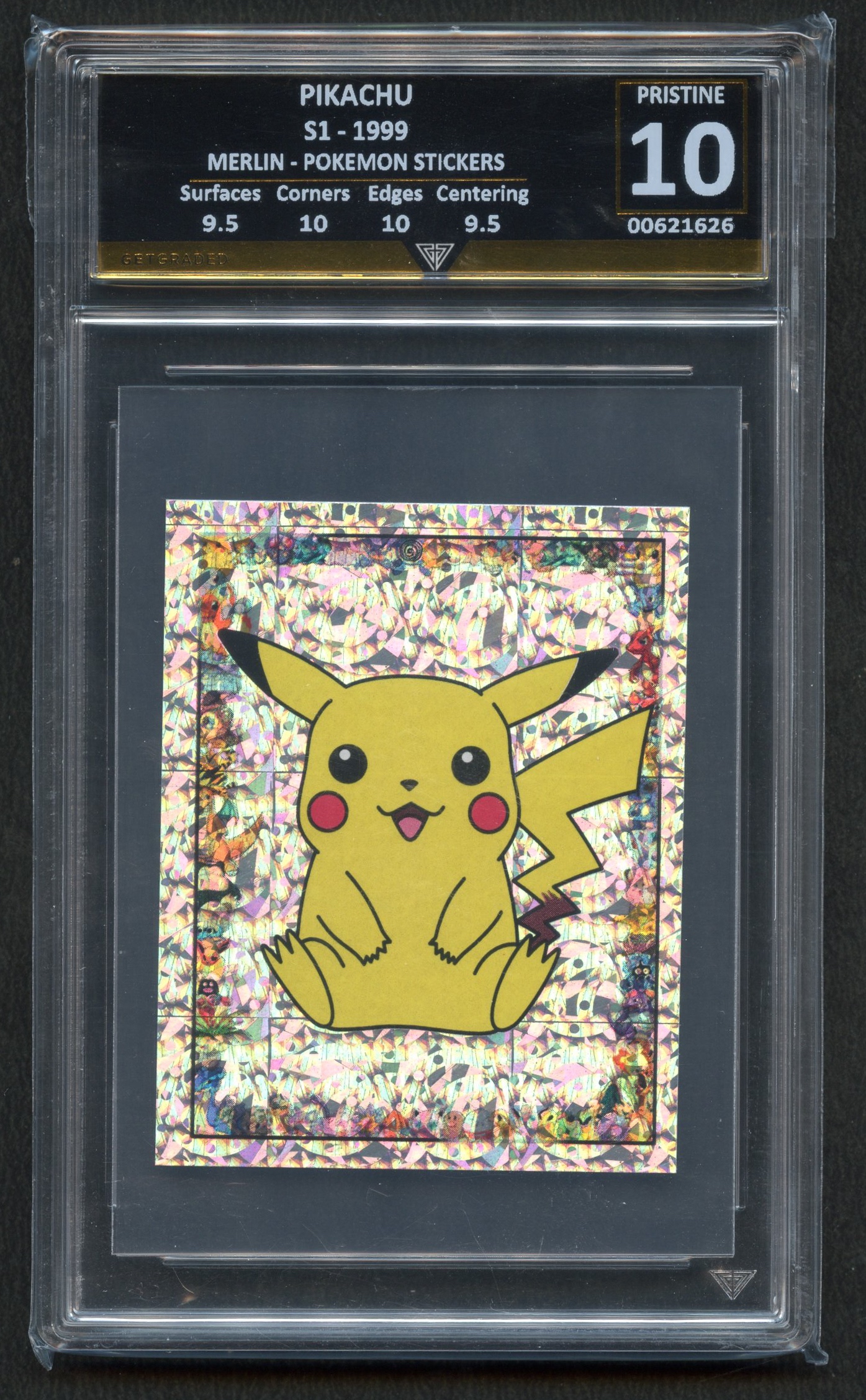 Get Graded Pristine 10 Pikachu #S1 - Merlin Pokemon Stickers 1999