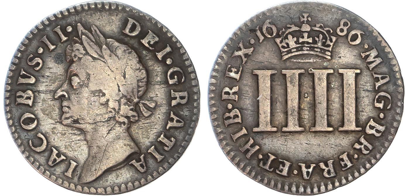 James II (1685-1688) Fourpence, 1686.