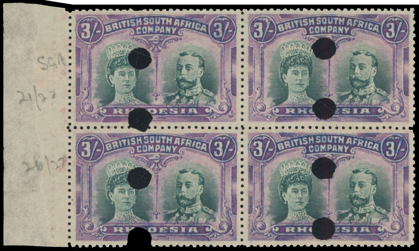 † 3/- punched holes block