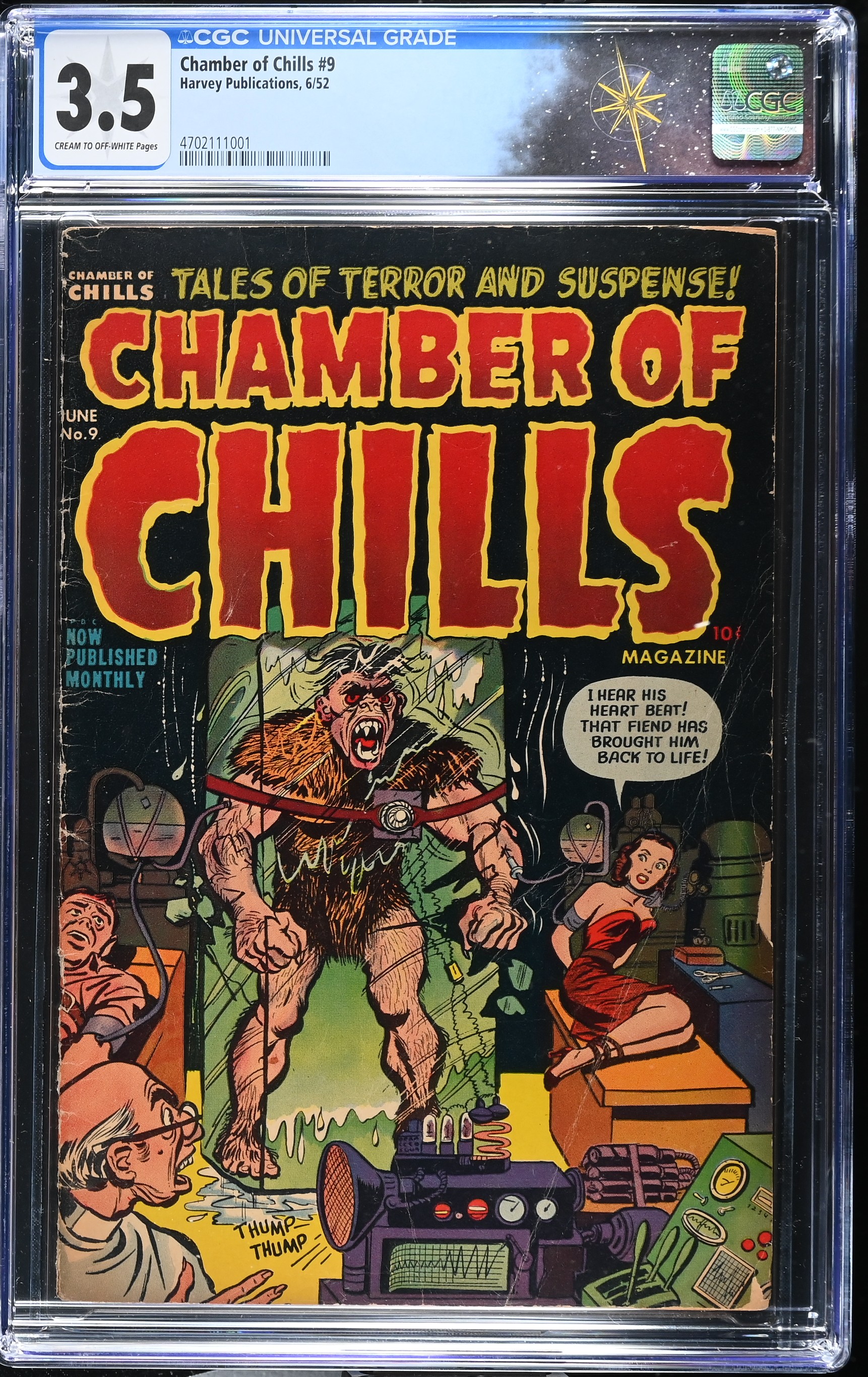 Chamber of Chills Magazine #9 CGC 3.5 Bondage Cover by Al Avison (Harvey, 1952) Cream to Off-White Pages