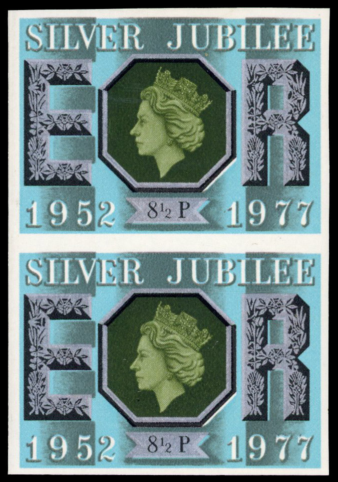 GB: 1977 8½p Silver Jubilee vertical imperforate pair , fine unmounted o.g. SG 1033a