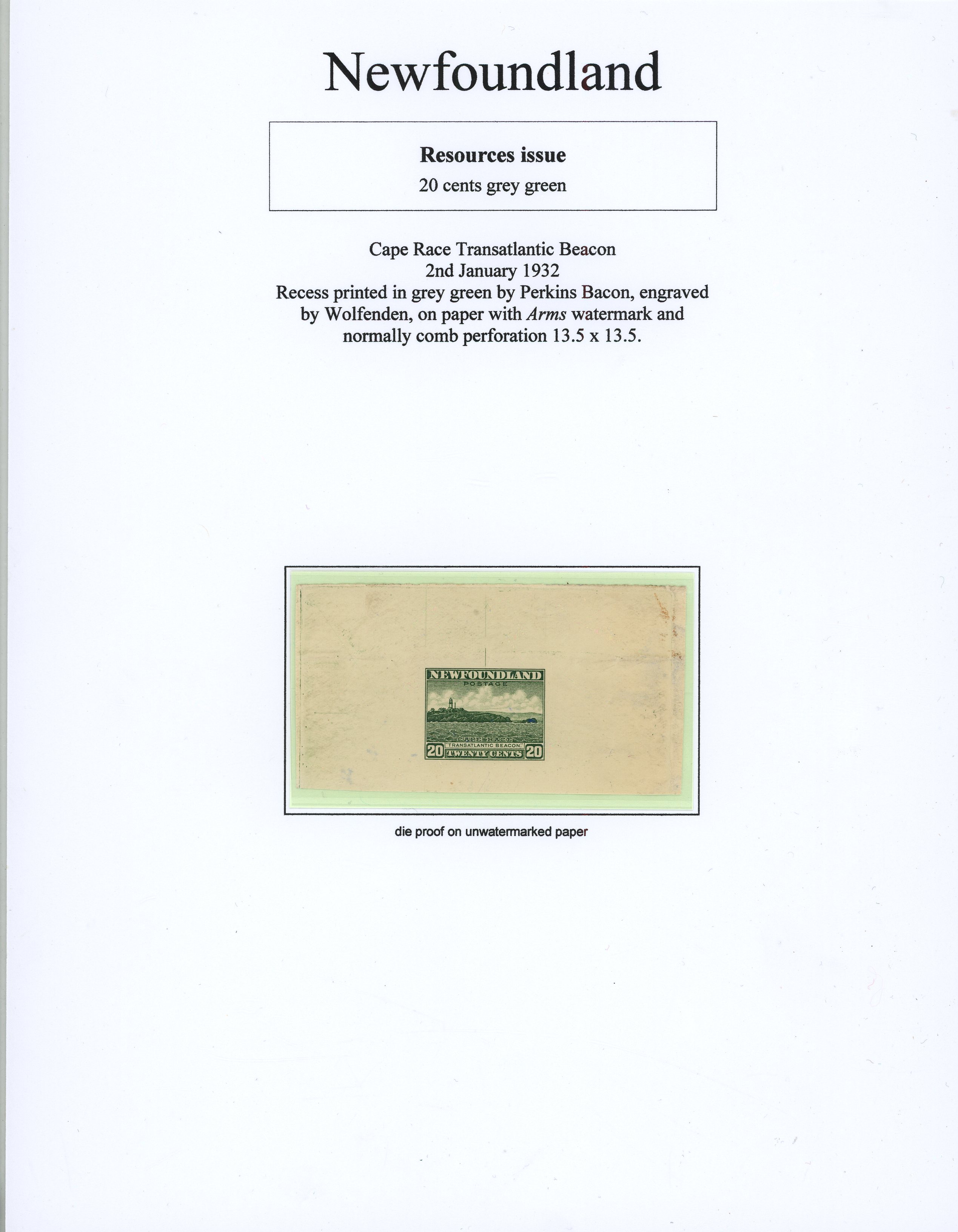 Newfoundland 1932 Resources 20ct, 24ct,25ct,30ct and 48ct on pages SG...