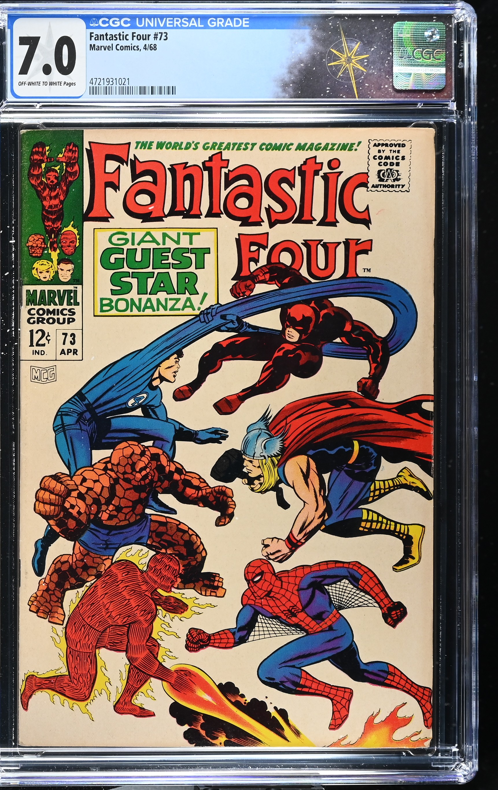 Fantastic Four #73 CGC 7.0 "The Flames of Battle" (Marvel Comics, 1968) Off-White to White Pages