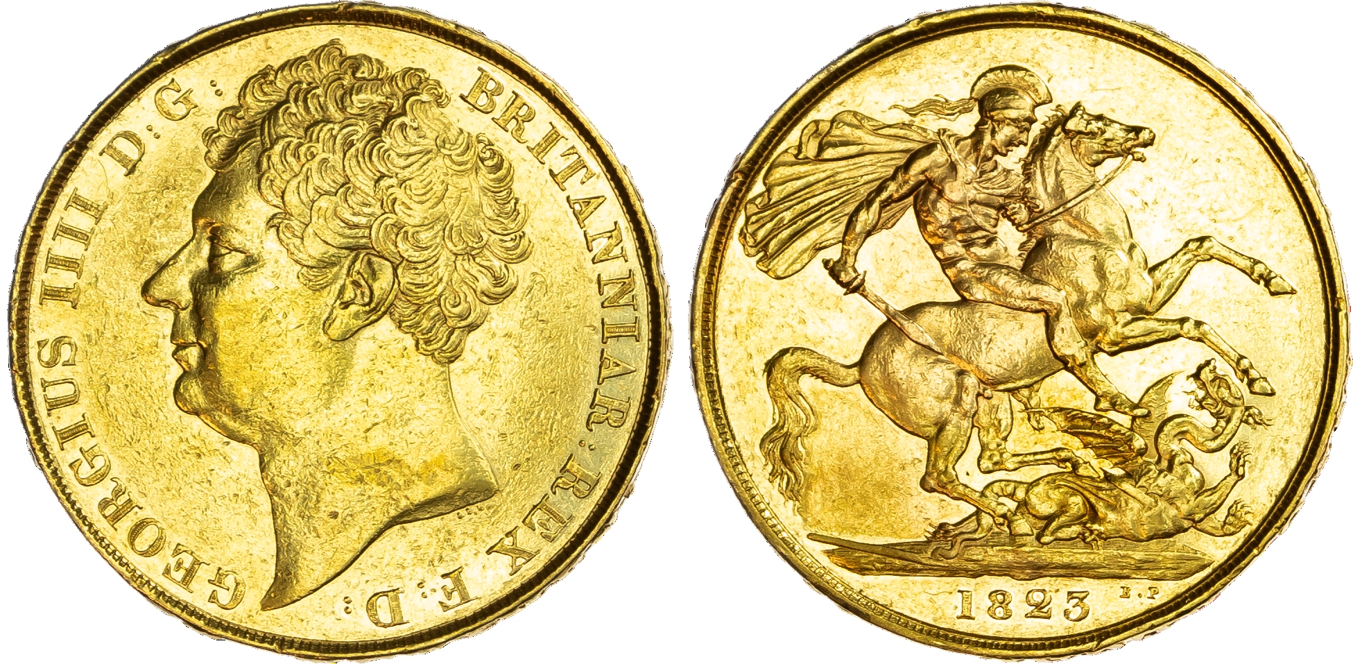 George IV (1820‑30), Two Pounds, 1823. Large bare head left