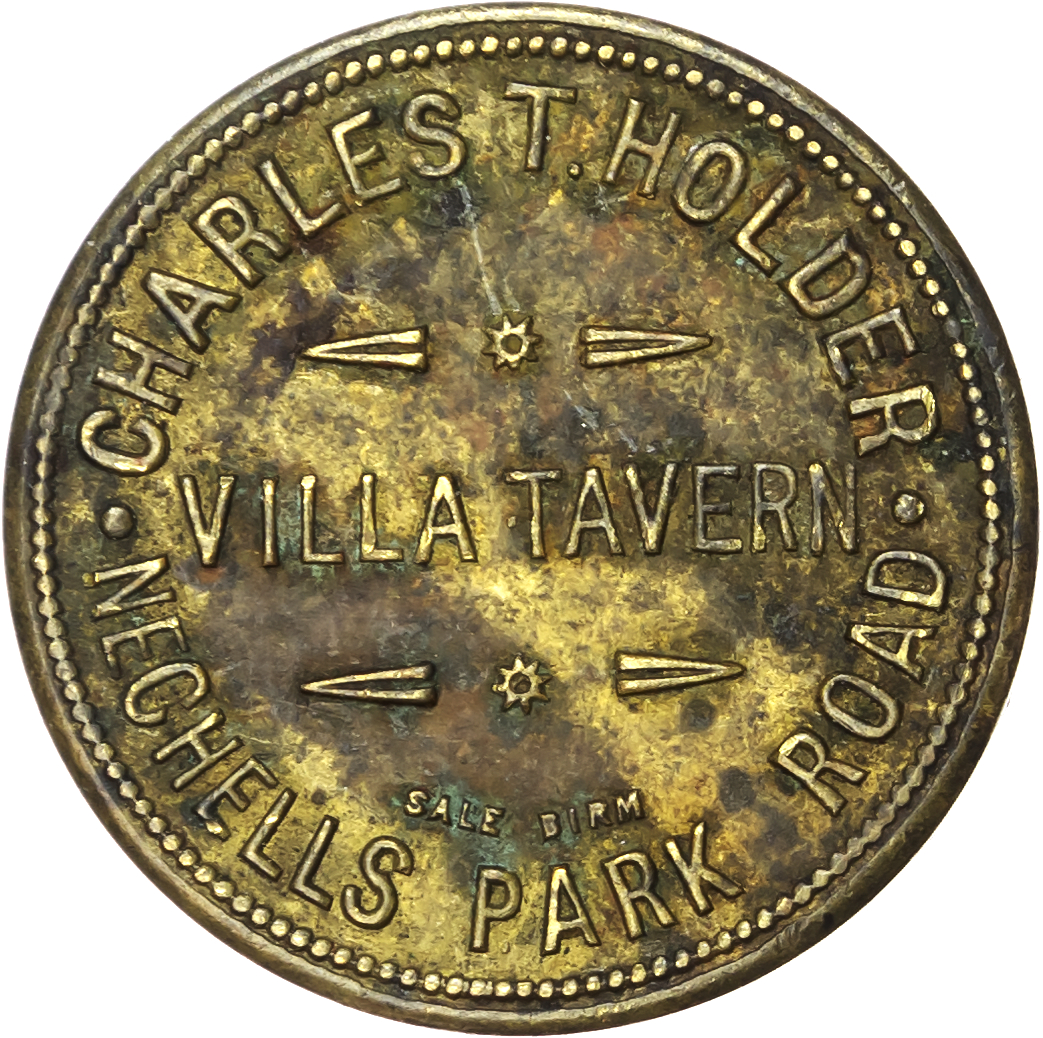 Lot of 4 coins - West Mids. Birmingham, Nechells, Nechells Pk. Rd., Villa Tavern, 2½d. 25.5mm., Charles Holder...