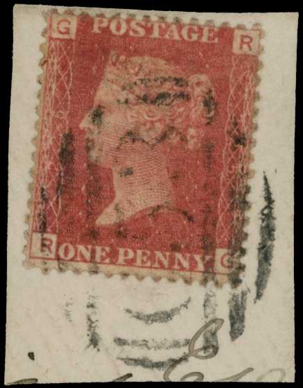 1864-79 1d rose-red Plate 225 (RG) used on...