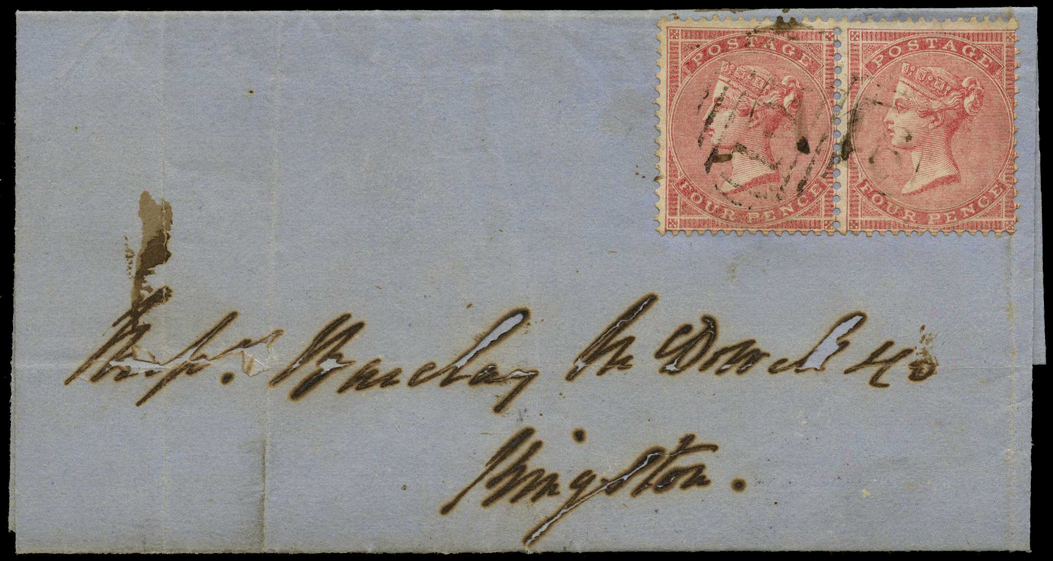 GB USED ABROAD: 1859 Green Hill “A46” numeral...