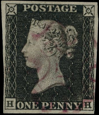 1840 1d Black Pl.5. (HH) Violet MC