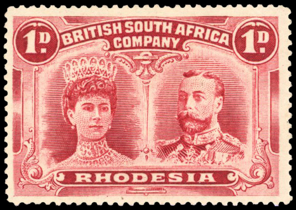 Rhodesia 1910-13 1d carmine-lake perf 15