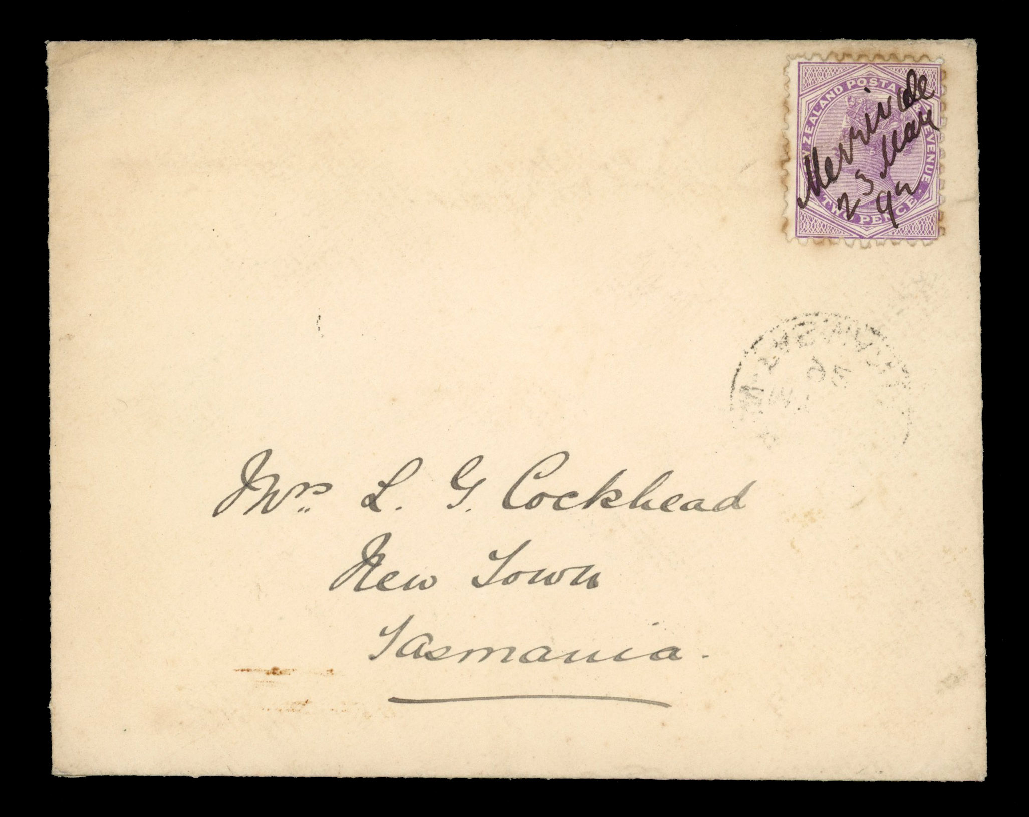 New Zealand 1892 cover to Tasmania