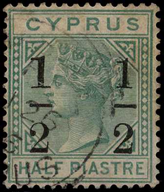 1886 '½' on ½pi emerald-green showing...