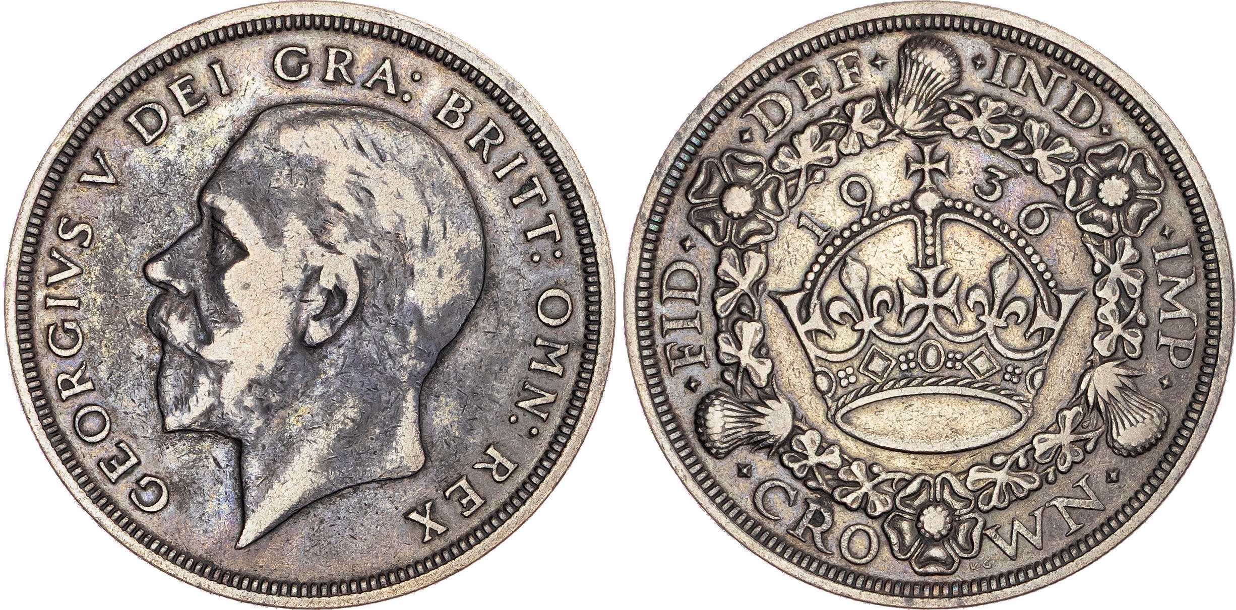 George V (1910-1936), Crown, 1936, wreath type.