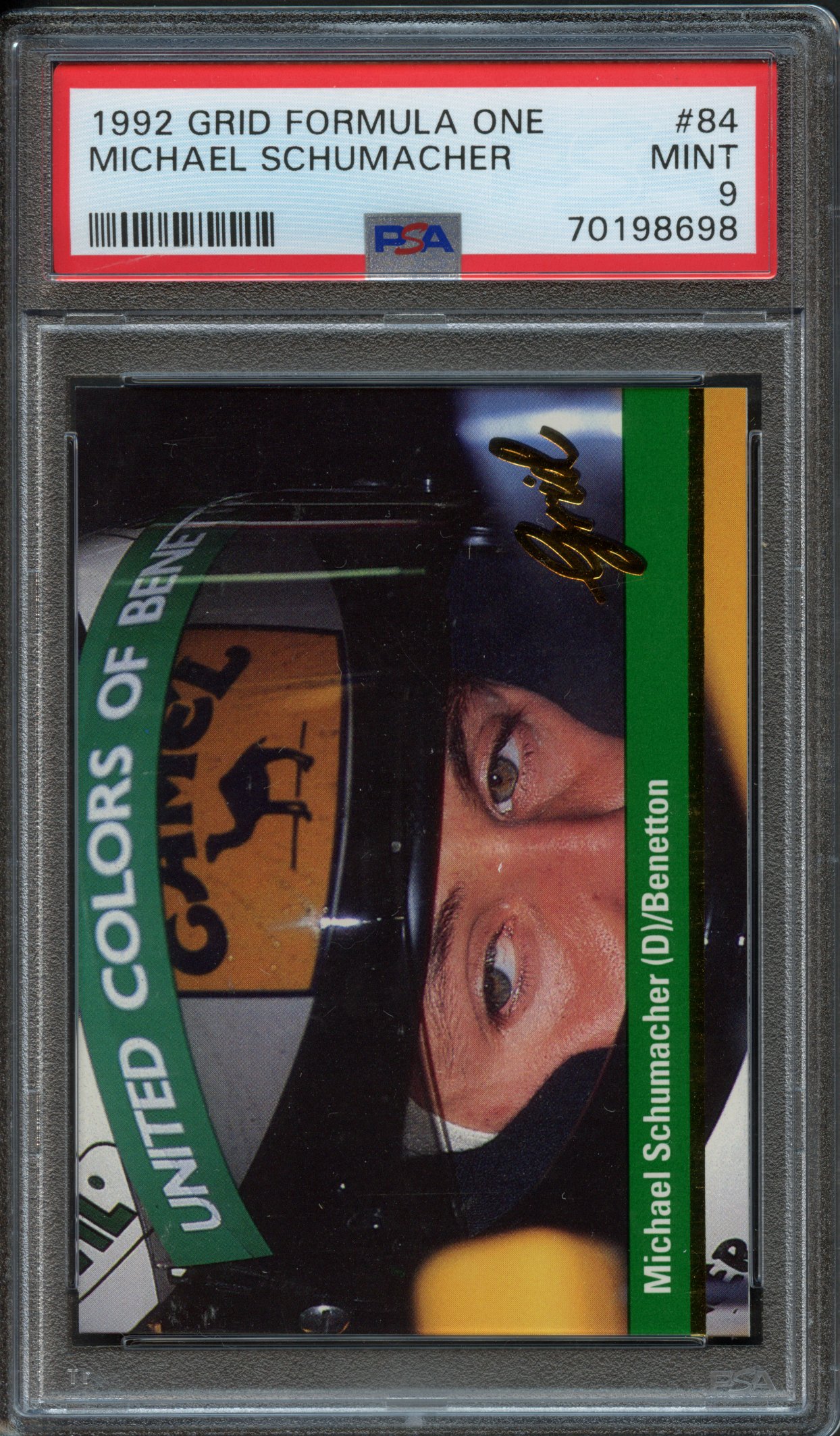 <p>PSA 9 1992 GRID F1 Michael Schumacher #84 + Extras</p>
