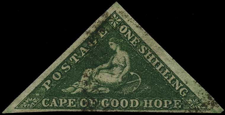 1858 1/- deep dark green, used with...