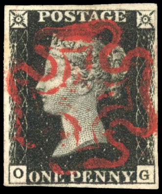 GB 1840 1d intense black, Plate 5 (OG), fine used, SG 1