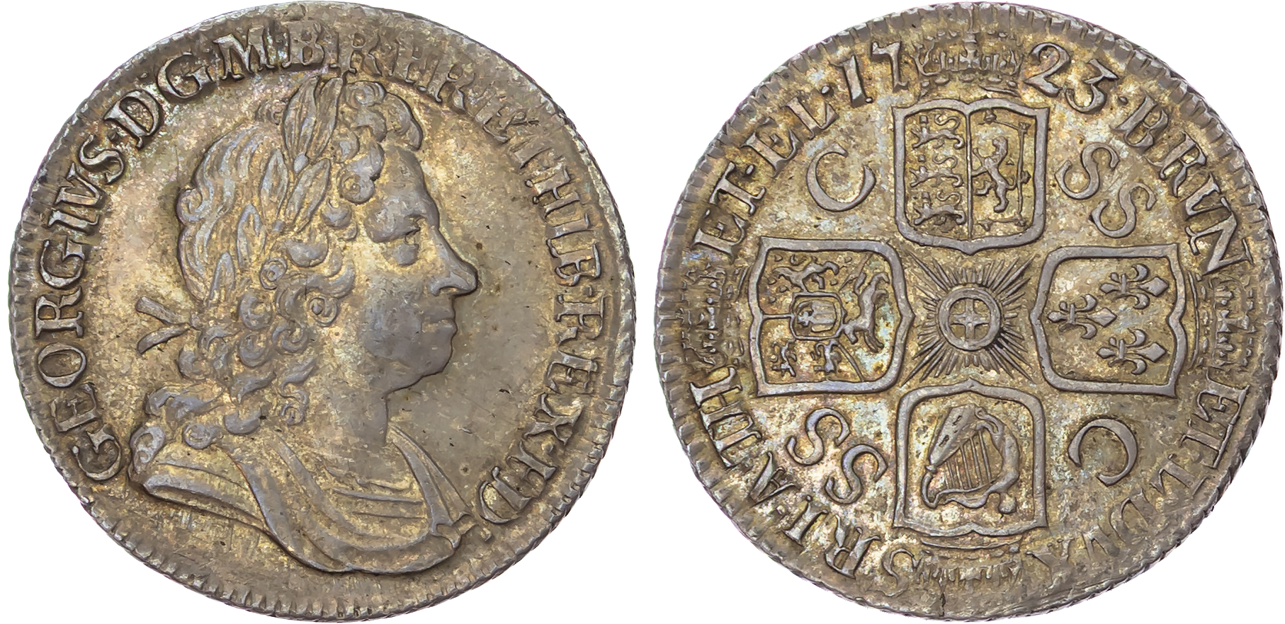 George I (1714-1727), AR Shilling, 1723, South Sea Company.