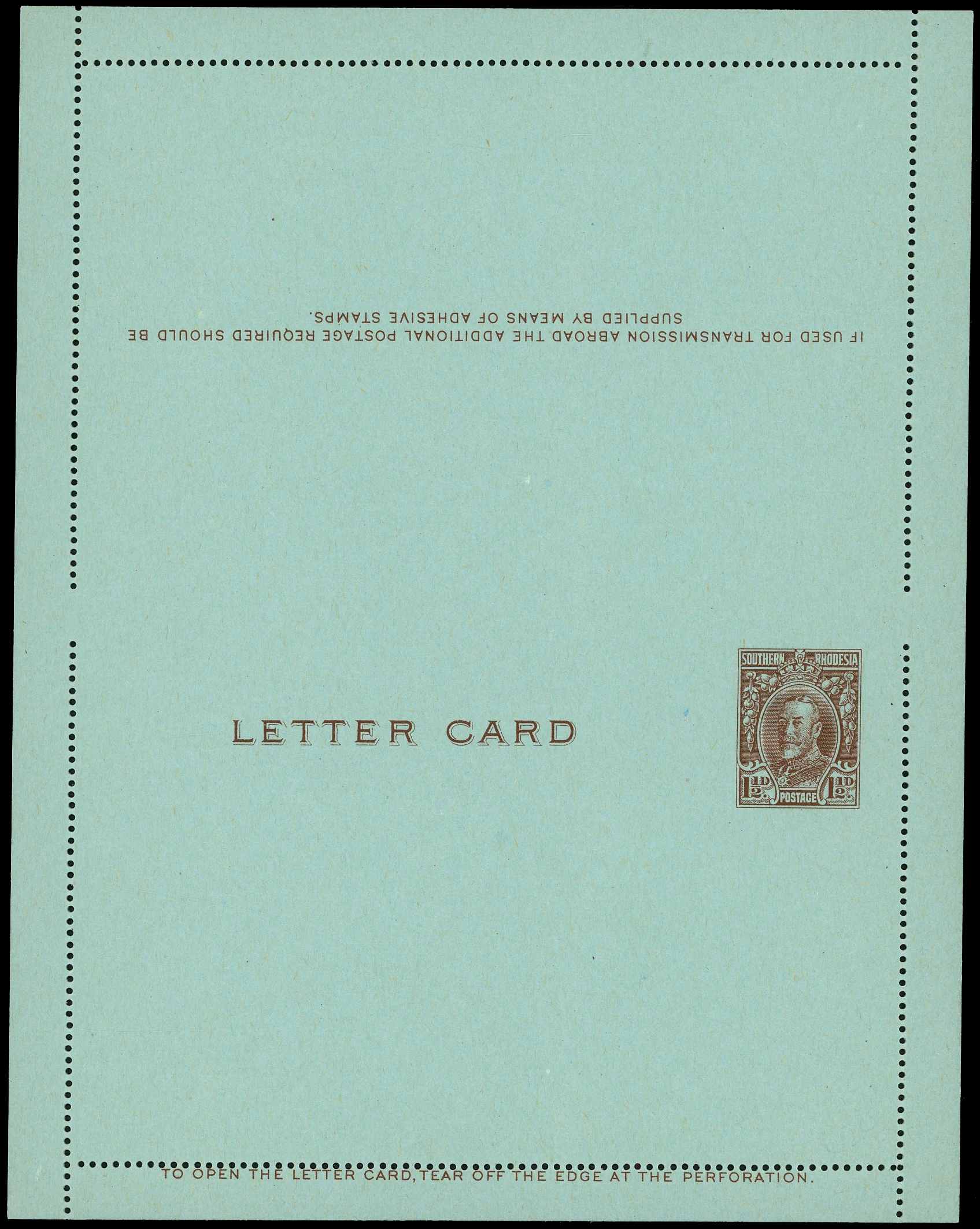 Postal Stationery. 1931 Field Marshall unissued 1½d brown letter card