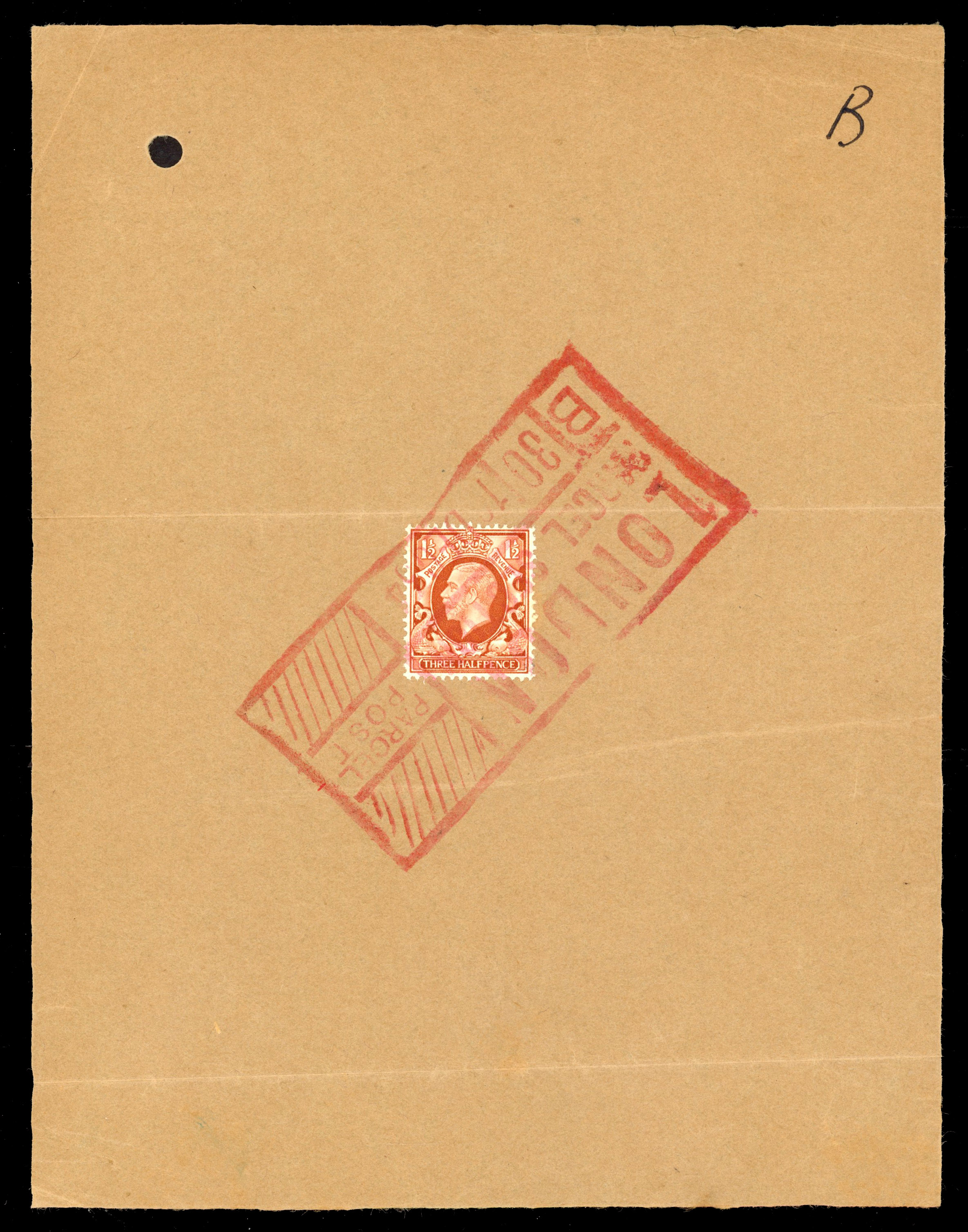 GB 1934-36 1½d photogravure colour trial in orange-brown, for SG 441