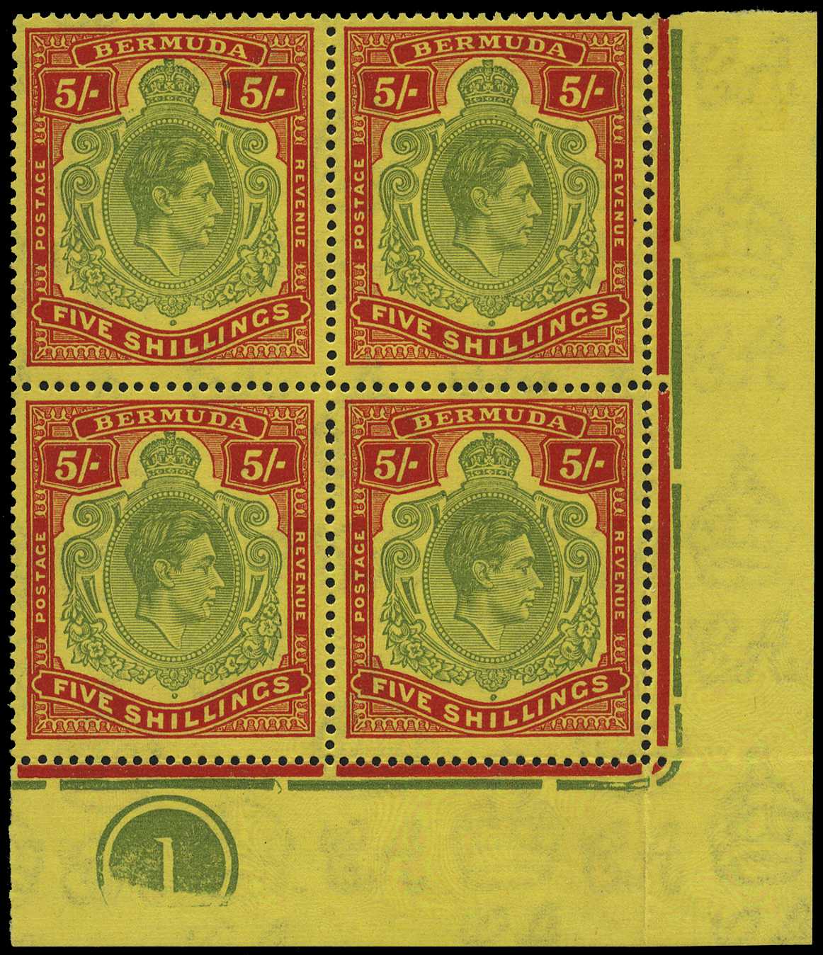 1944 (Mar.) 5/- green and red on pale...
