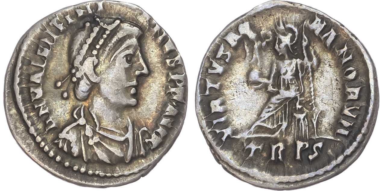 Valentinian II (AD 375-392) AR Siliqua, Trier, 2.24g. 
