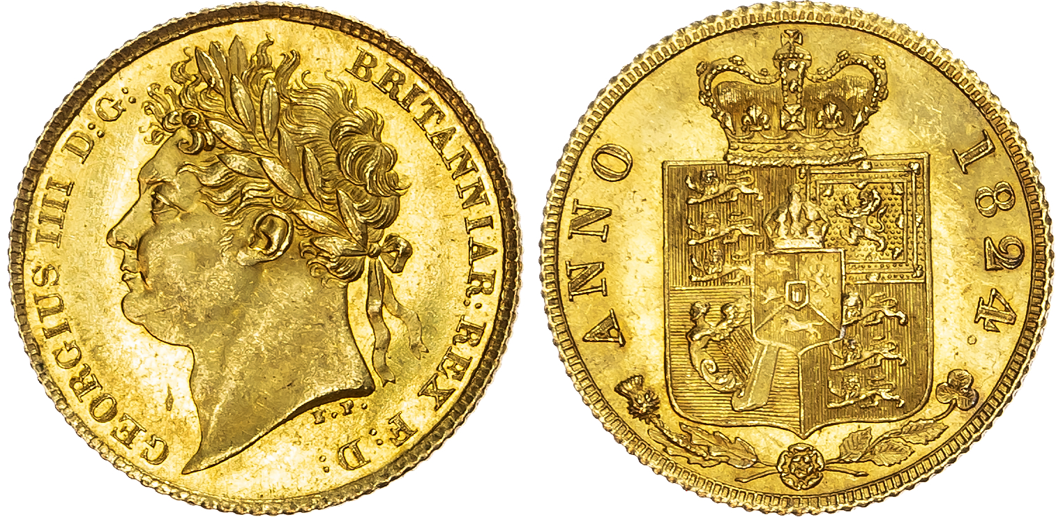 1824 George IV Half Sovereign MS63