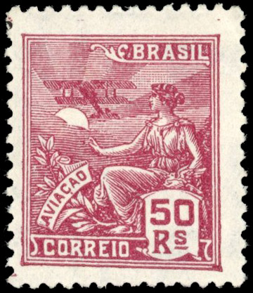 Brazil 1928 'Aviation' 50r claret mint