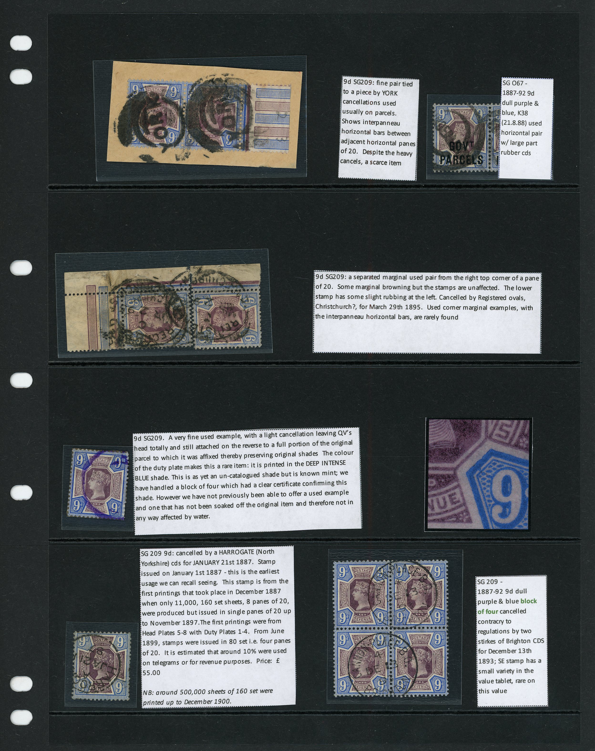 1887 9d dull purple and blue small used...