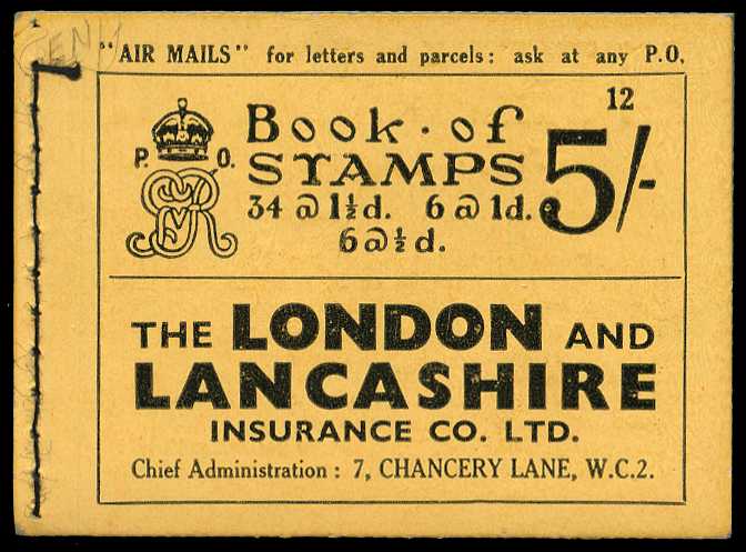 1936 (January) 5/- booklet (#12). 1½d panes...