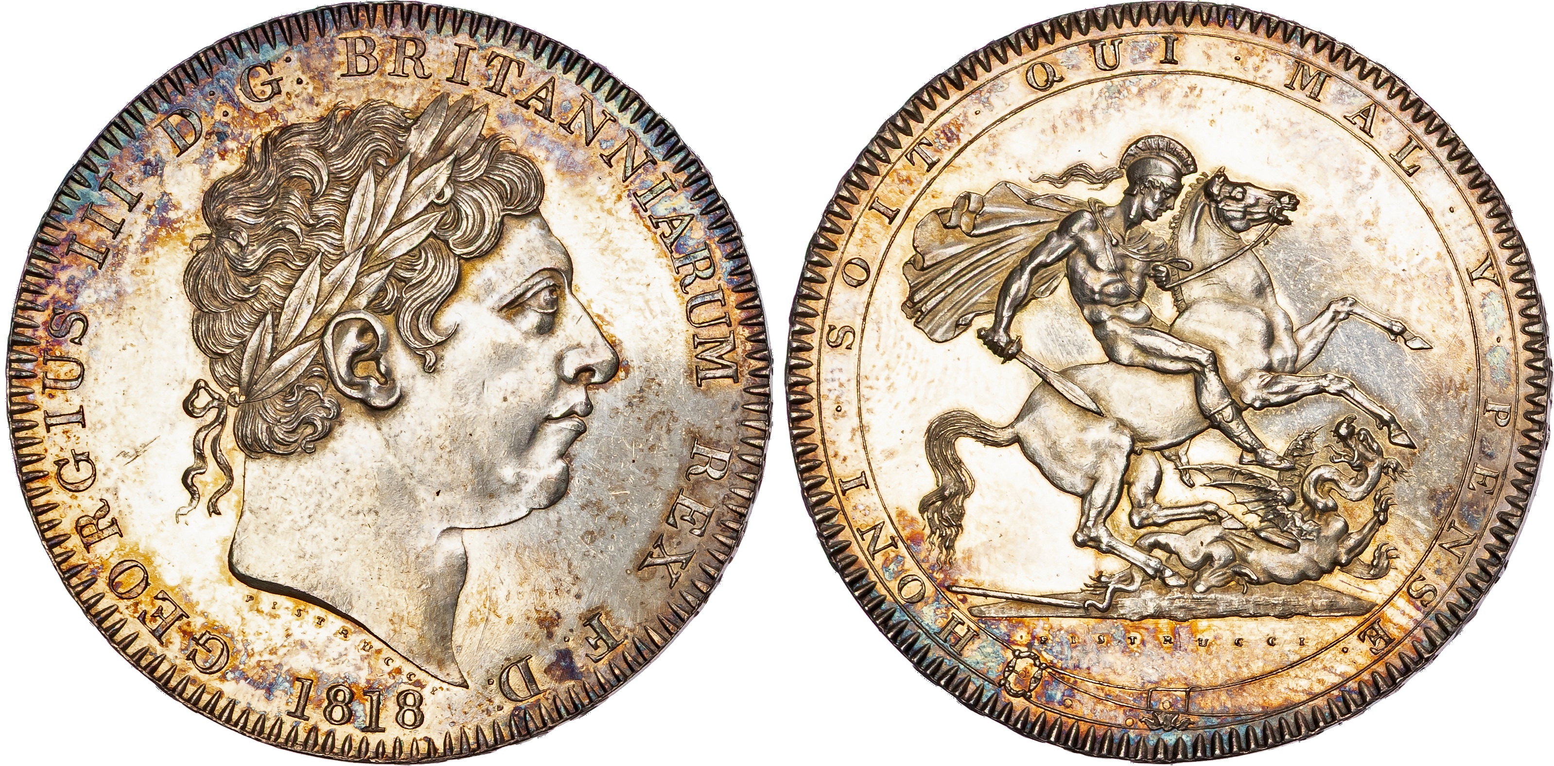 George III (1760‐1820), AR Crown, 1818 LVIII, New Coinage.