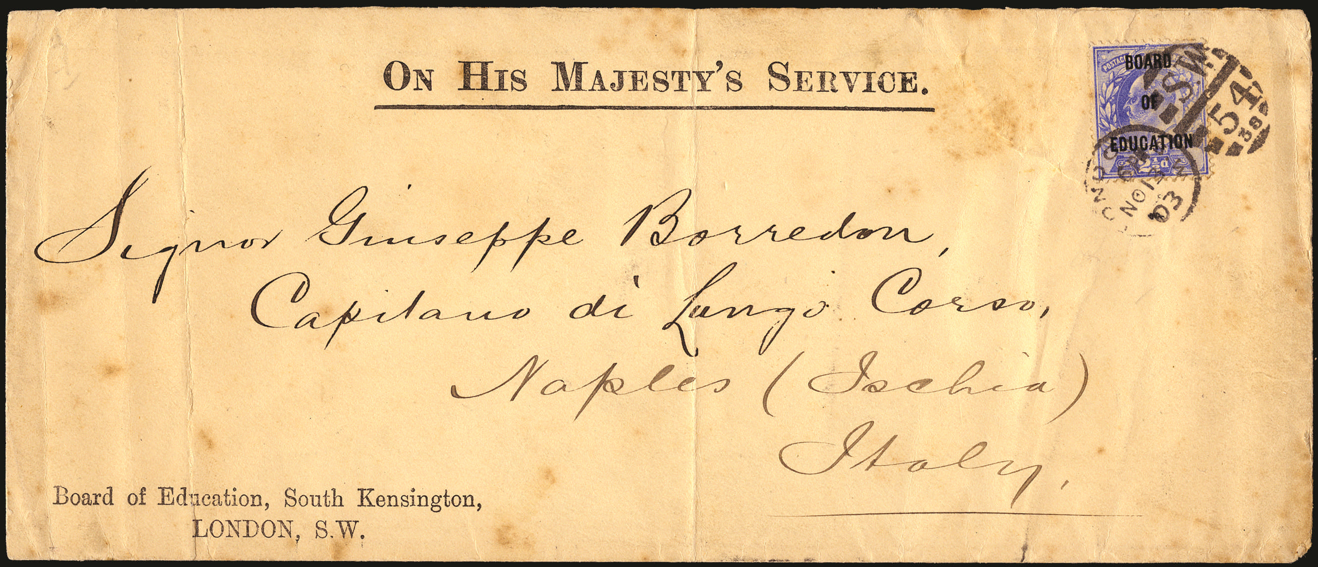 SGO85 2½d Board of Education cover