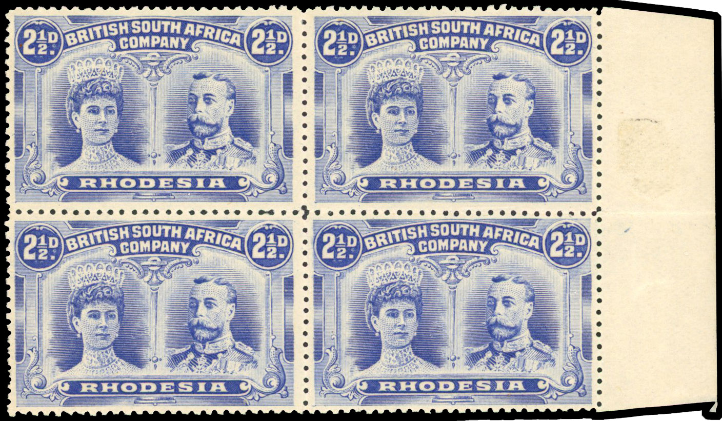 SG 131 2½d deep bright ultramarine block of four mint