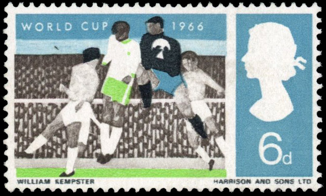 GB 1966 World Cup 6d ordinary, unmounted mint o.g. error ‘RED (LEFT AND RIGHT PLAYERS SHIRTS) OMITTED'.