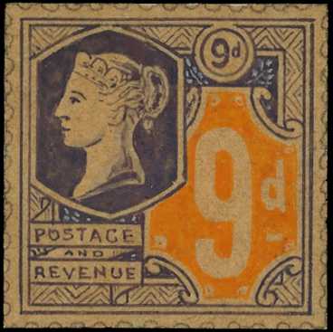 1884 De La Rue essay for the 9d value, in...