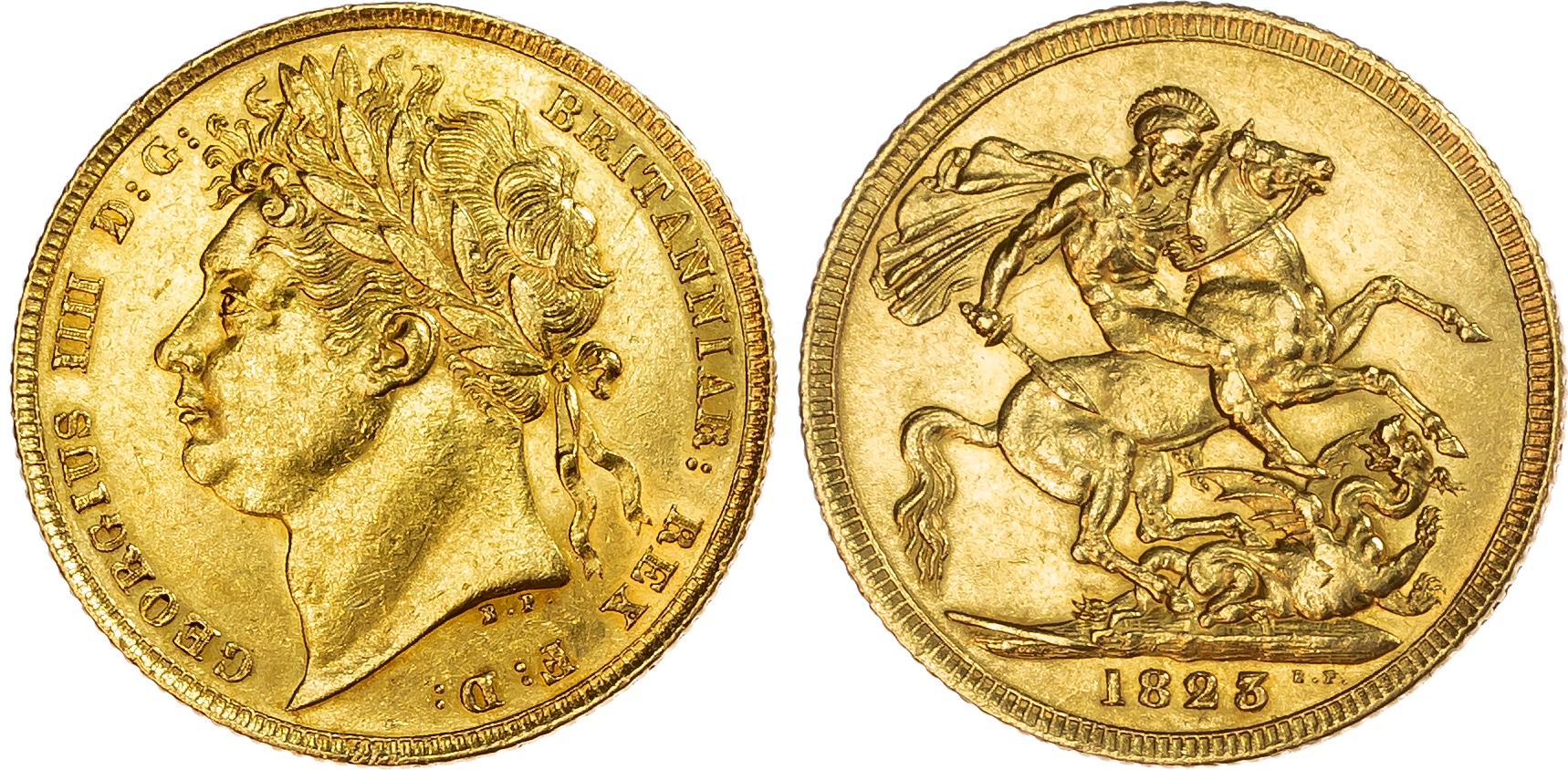 1823 George IV Sovereign AU55