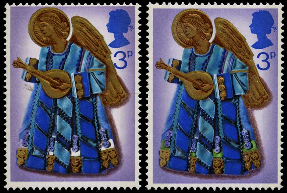 1972 3p Christmas, Angel playing lute,...