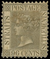 1871 96c grey perf 12½, small part discoloured o.g. with some shiny residue affecting the gum; perf issues as often with...