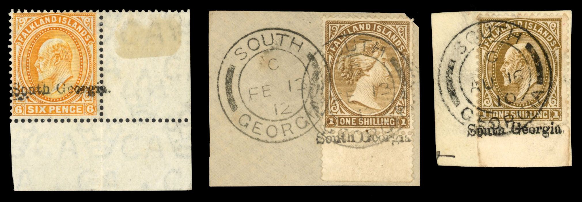 South Georgia. Three underprint items